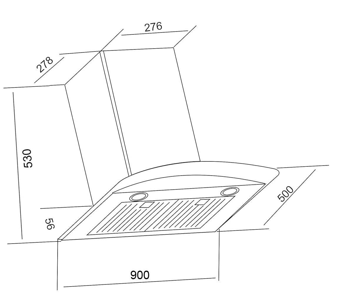 Máy hút mùi áp tường kính cong Inox 90cm GrandX GX H90C55