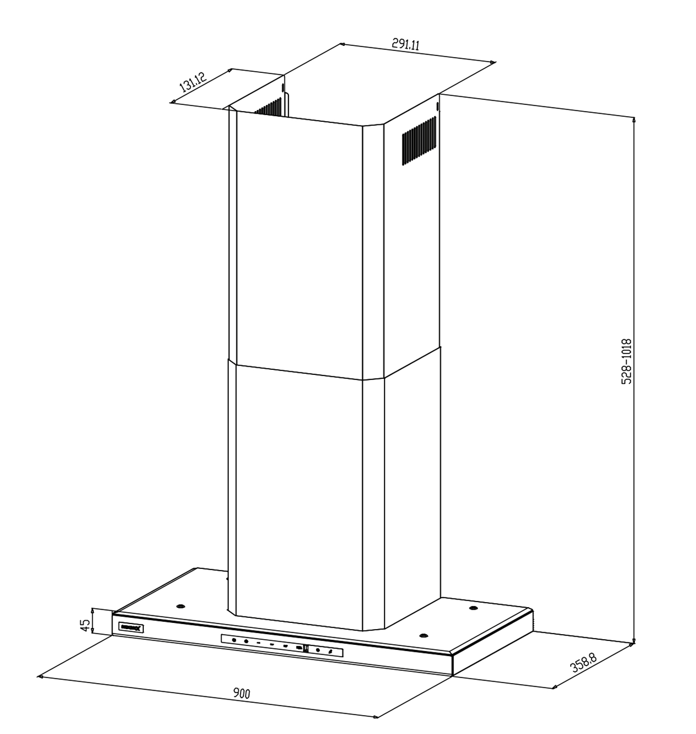 Máy hút mùi áp tường chữ T Inox 90cm GrandX GX H90C68B(GX H90T68B)