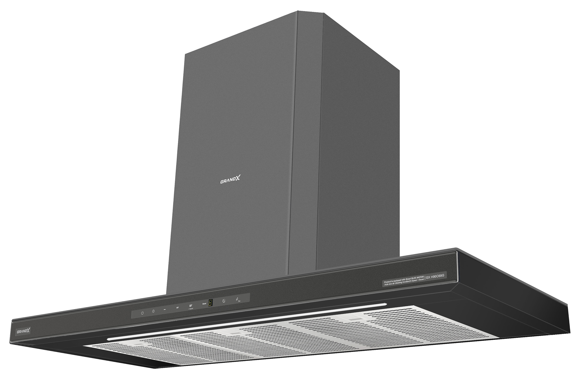 Máy hút mùi áp tường chữ T màu xám Titan 90cm GrandX GX H90C69G(GX H90T69G)