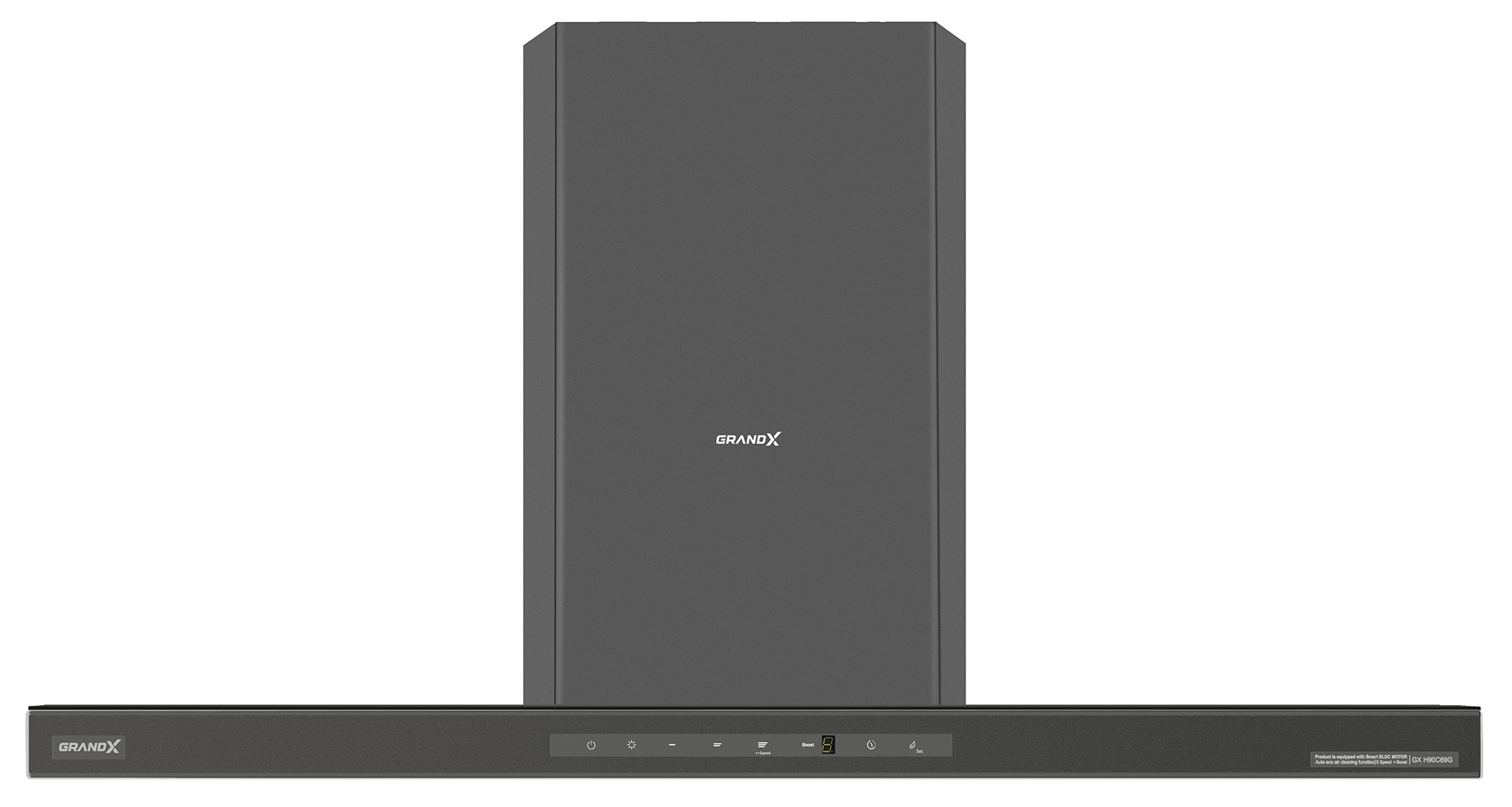 Máy hút mùi áp tường chữ T màu xám Titan 90cm GrandX GX H90C69G(GX H90T69G)