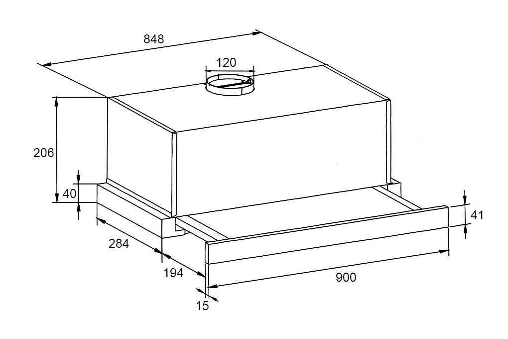 Máy hút mùi âm tủ màu đen 90cm GrandX GX H90F58B