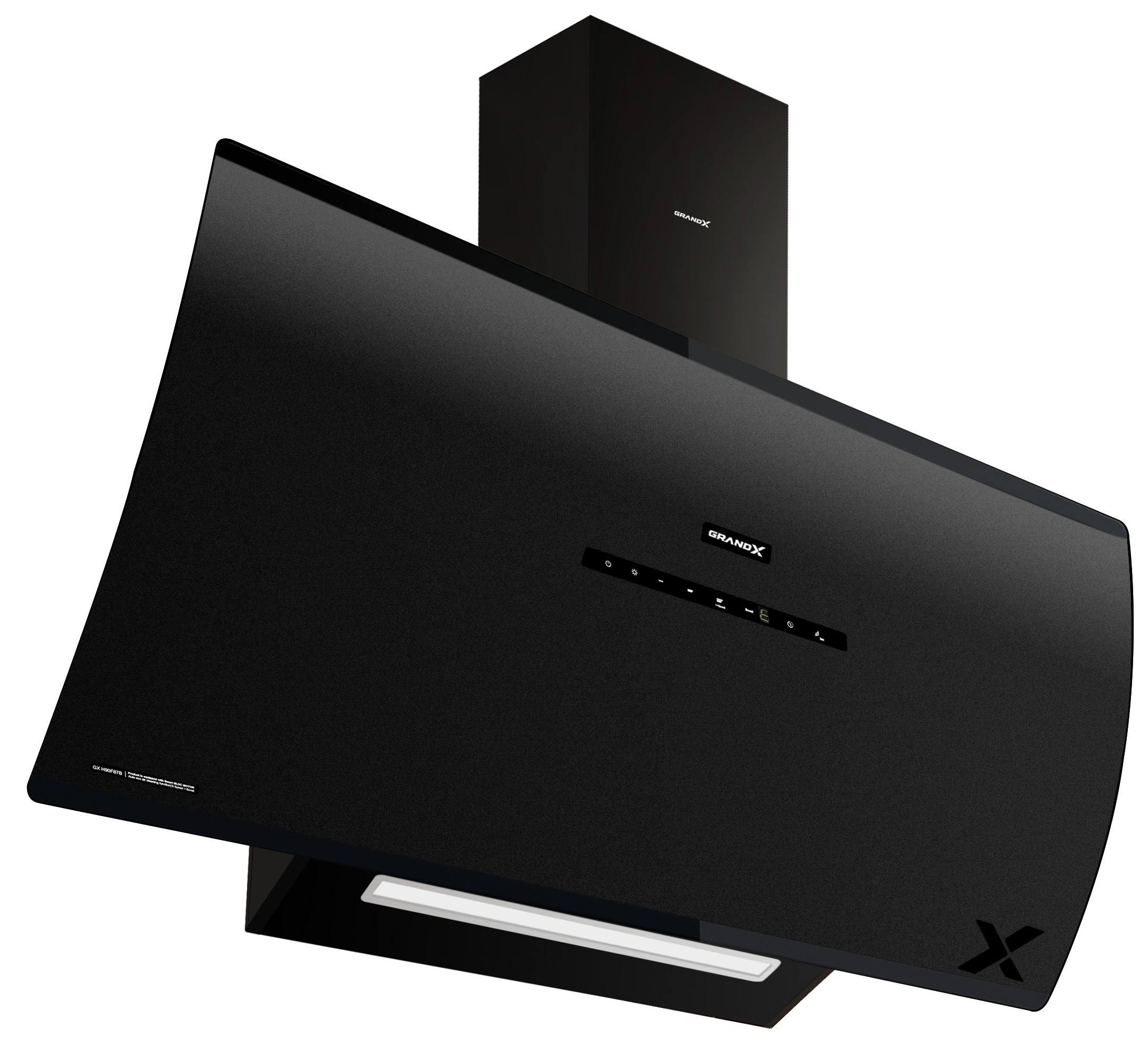 Máy hút mùi áp tường kính vát mở cửa tự động 90cm GrandX GX H90F87B(GX H90S87B)