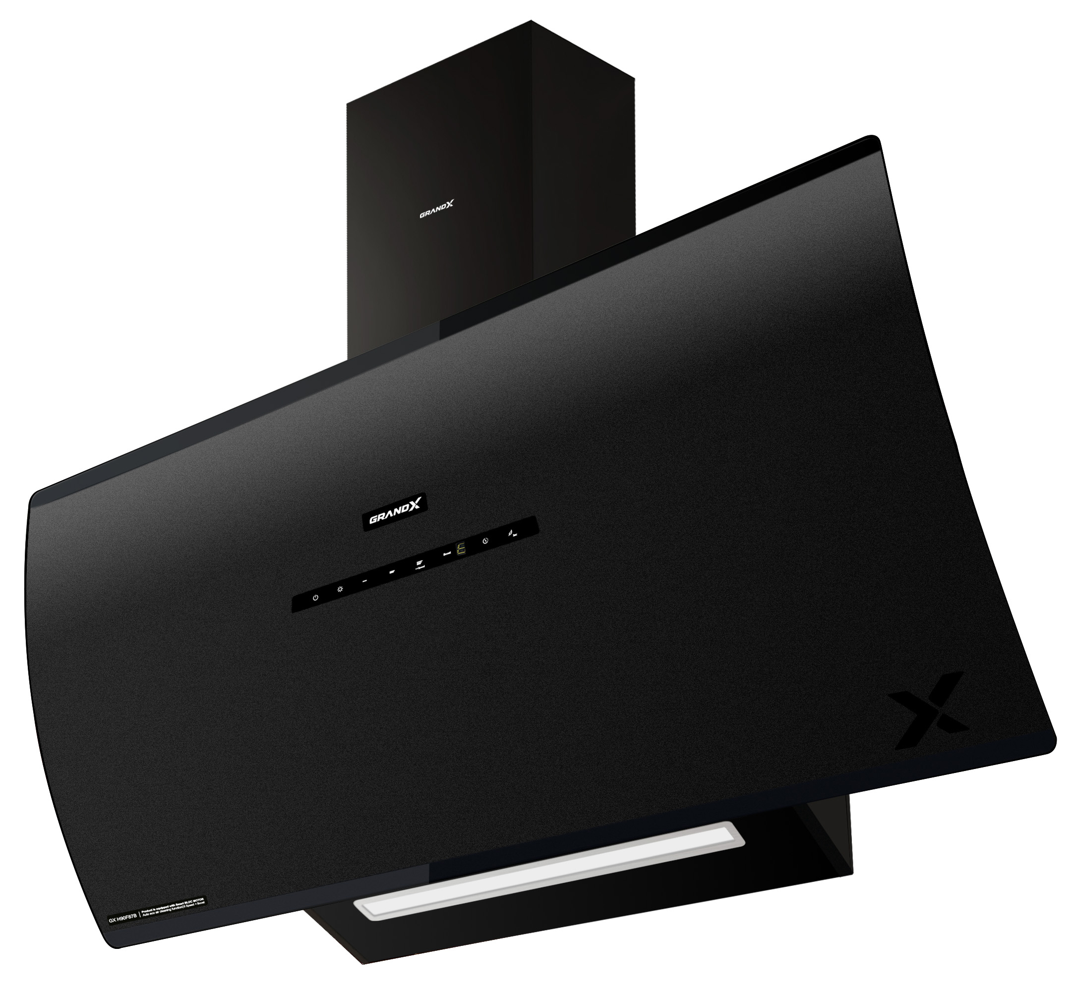 Máy hút mùi áp tường kính vát mở cửa tự động 90cm GrandX GX H90F87B(GX H90S87B)