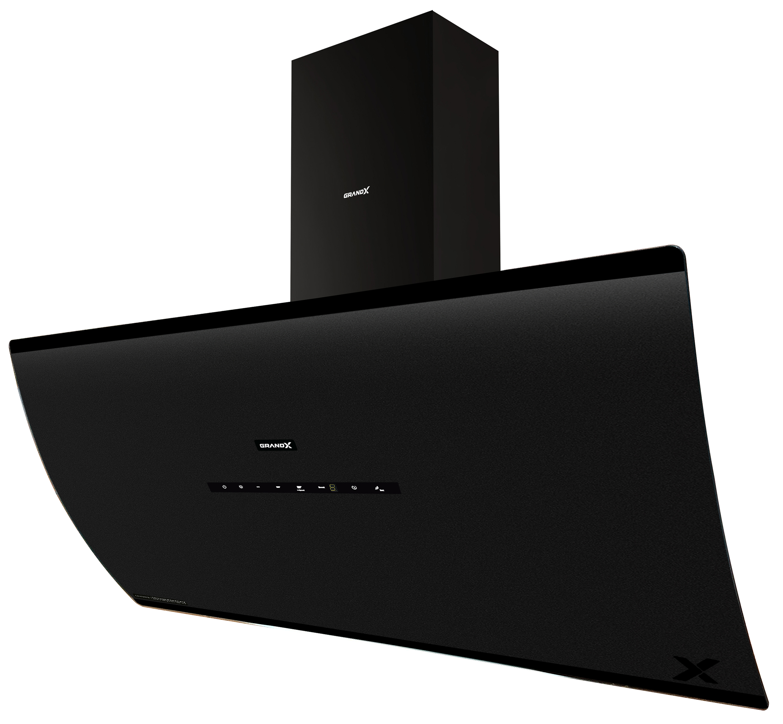 Máy hút mùi áp tường kính vát mở cửa tự động 90cm GrandX GX H90F87B(GX H90S87B)