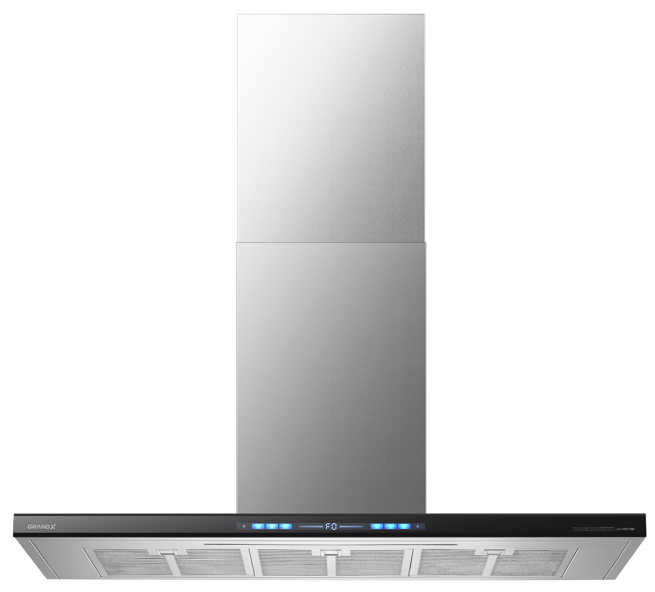 Máy hút mùi áp tường chữ T Inox kính đen 90cm GrandX GX H90T78B(GX H90T78SB)