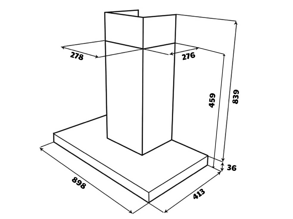 Máy hút mùi áp tường chữ T GrandX GX H90T81B(GX H90T81SB)