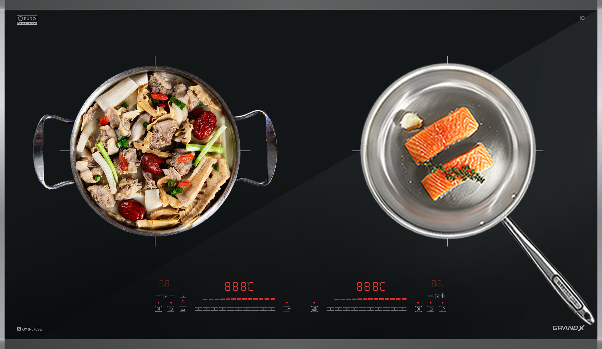 Bếp từ 2 vùng nấu GrandX GX IP676SE 5000W