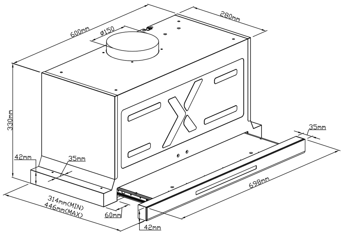 Máy hút mùi âm tủ GrandX GX H70F75B(GX H70F75SB) 70cm
