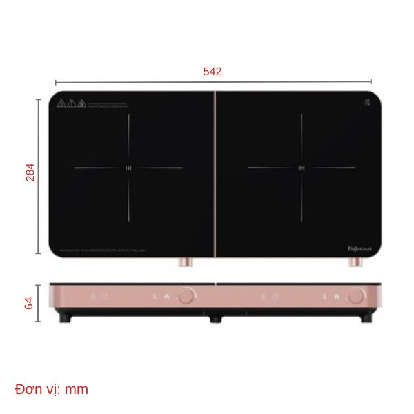 Bếp từ 2 vùng nấu 3400W Fujihome IC2602P