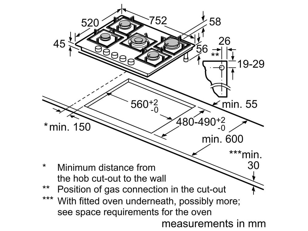 Bếp gas 5 vùng nấu Bosch PPQ7A6B90