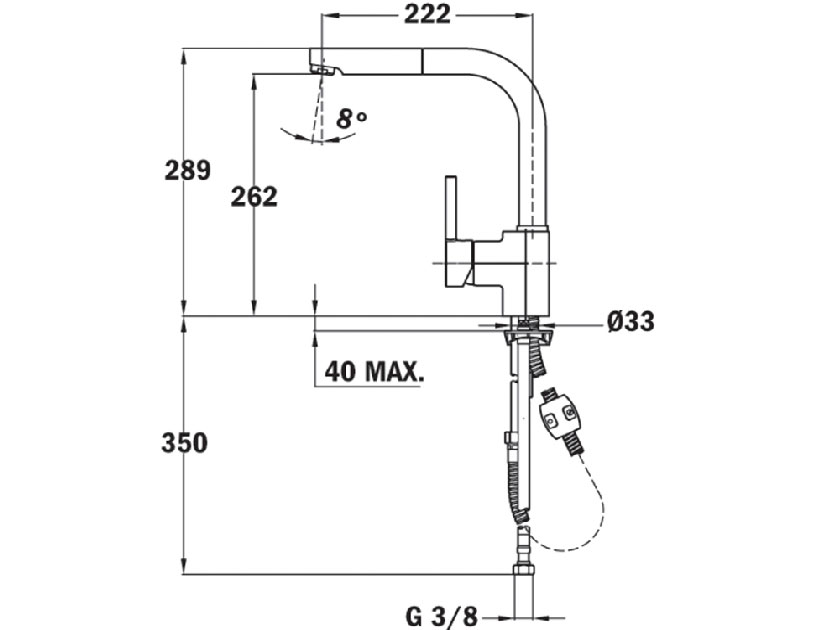 Vòi chậu rửa Teka pull out ARK 938