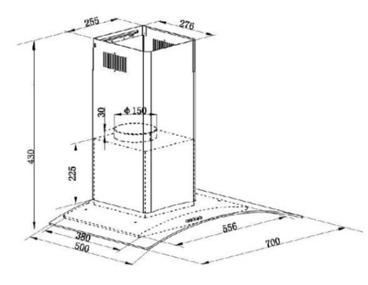 Máy hút mùi kính cong GrandX GX H70C62B(GX H70C62M) 70cm