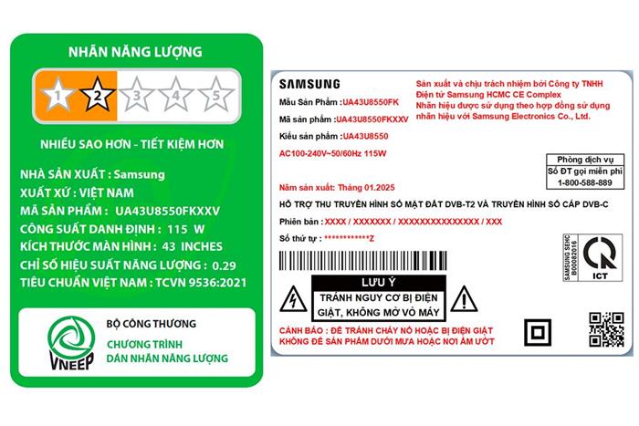 Smart Tivi Crystal UHD Samsung 4K 43 inch 43U8550F