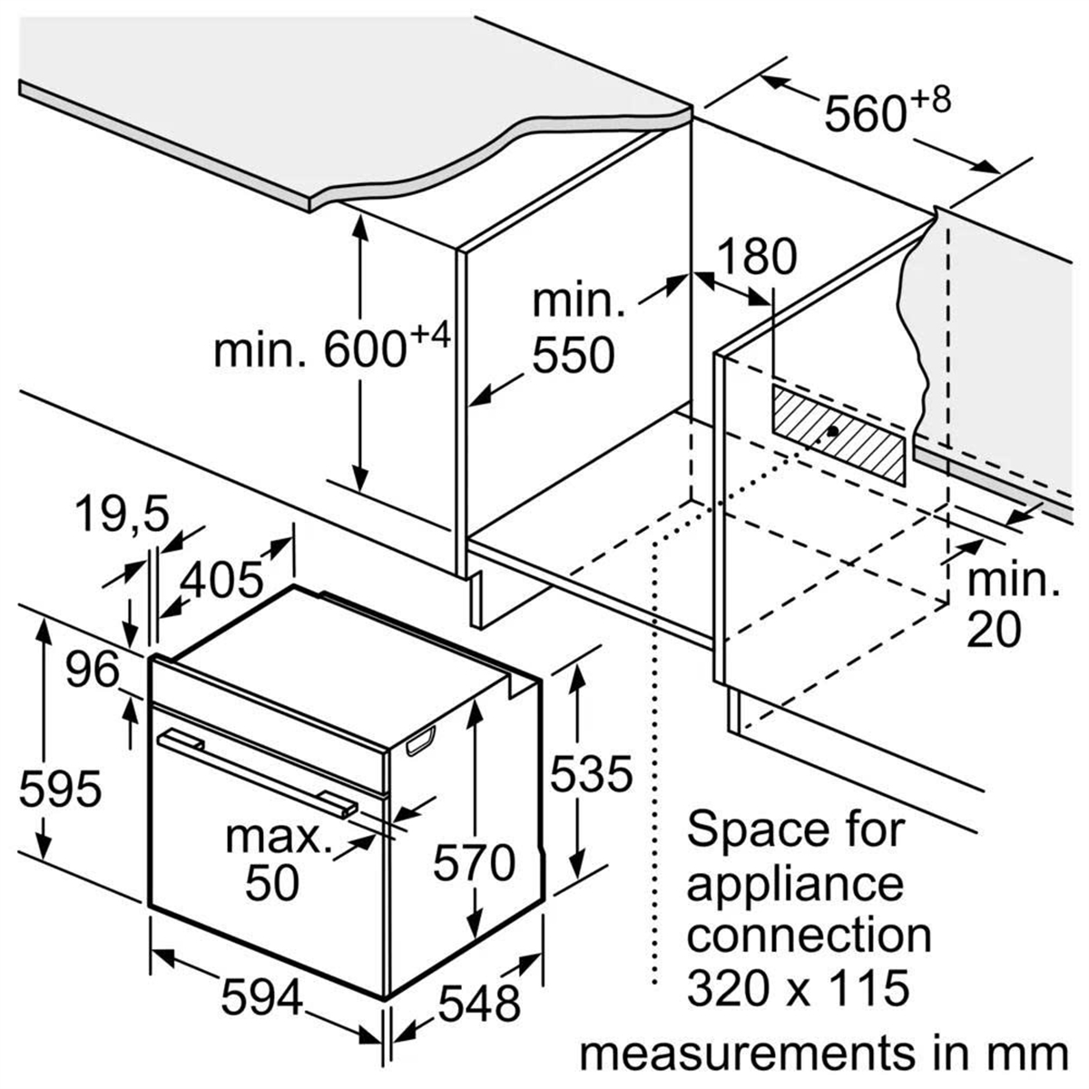 Lò nướng tích hợp hơi nước âm tủ Bosch Serie 4 HQA514ES3 71 lít