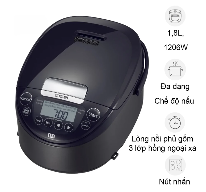 Nồi cơm điện cao tần Tiger JPW-H18V 1.8 Lít