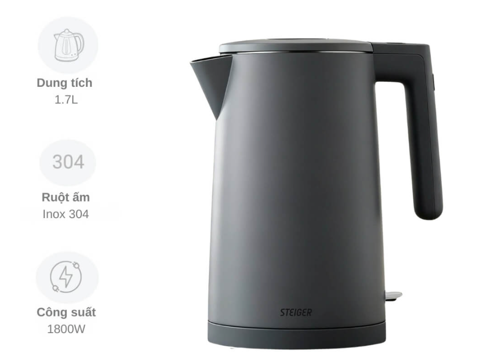 Ấm siêu tốc Steiger STG-9337/DG 1.7L