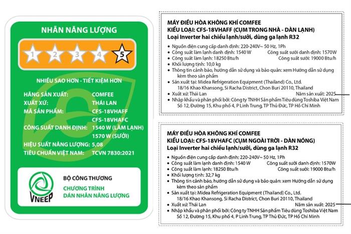 Điều hoà 2 chiều Comfee 18250btu Inverter 2 HP CFS-18VHAFF