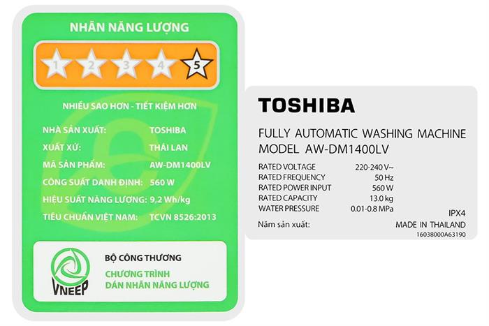 Máy giặt lồng đứng Toshiba cửa trên Inverter 13kg AW-DM1400LV(MK)