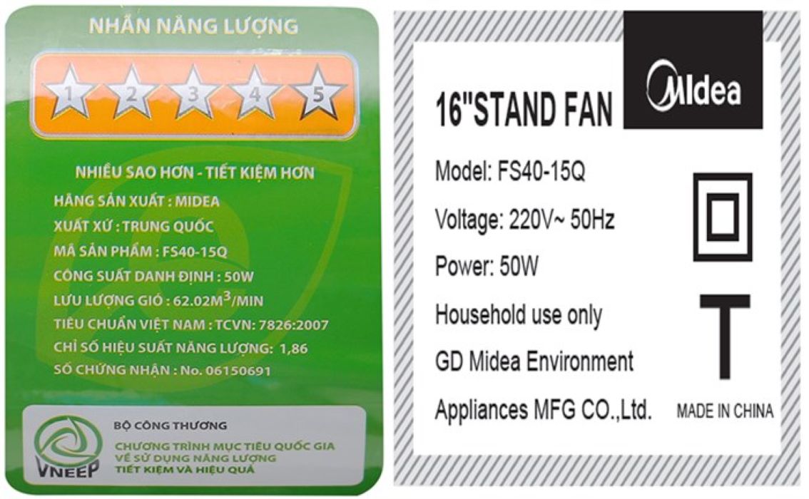 Quạt đứng Midea 5 cánh FS40-15Q 50W