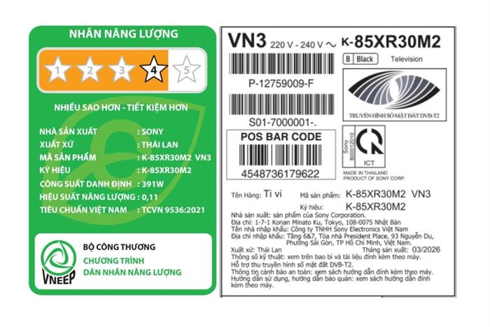 Google Tivi Sony 4K 85 inch K-85XR30M2