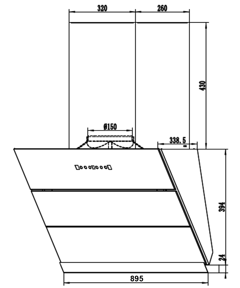 Máy hút mùi kính vát Fandi FD-SH90 90cm 1350m3/h 46DB