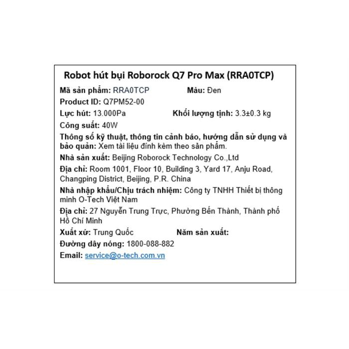 Robot hút bụi lau nhà Roborock 13000 Pa Q7 Pro Max 3200 mAh - Pin Lithium-ion