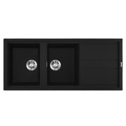 Chậu rửa bát 2 hố Malloca 116cm BLACK K-50086