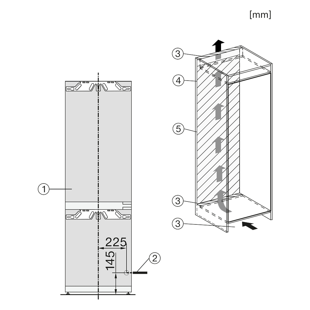 Tủ lạnh âm tủ 2 cánh Miele 244 lít KFN 7744C 125 Gala Ed