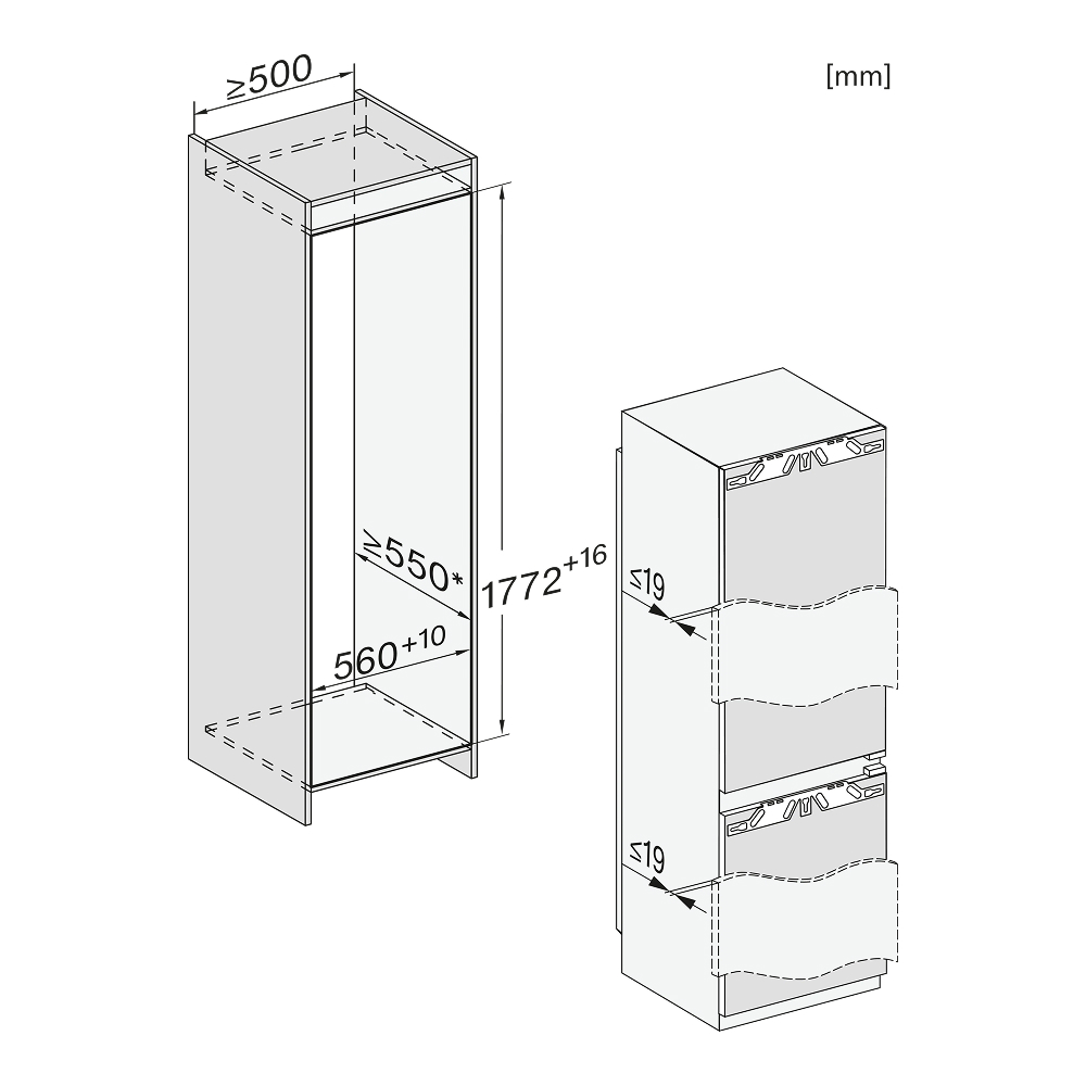 Tủ lạnh âm tủ 2 cánh Miele 244 lít KFN 7744C 125 Gala Ed