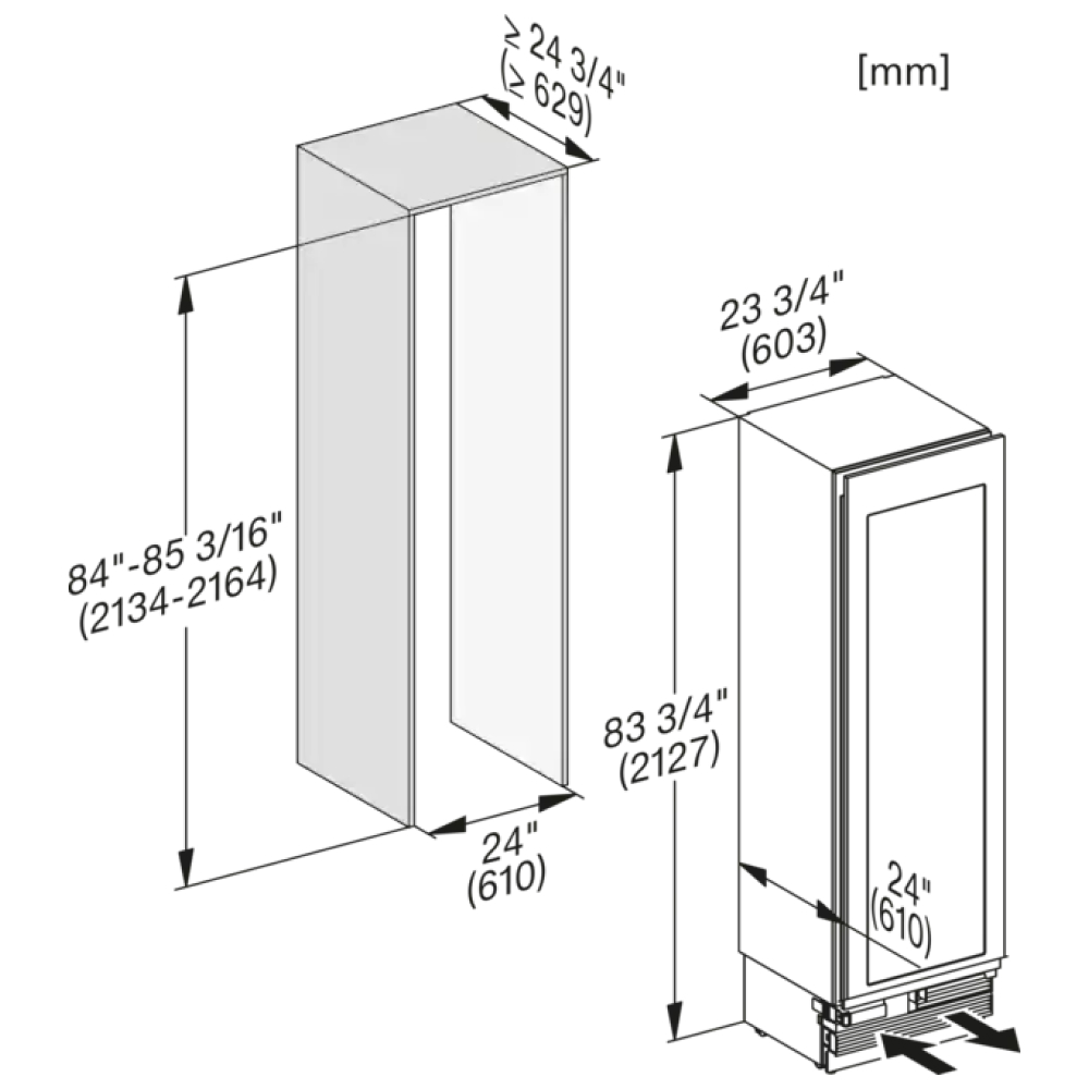 Tủ bảo quản rượu vang âm tủ Miele KWT 2672 Vis MasterCool 91 chai âm tủ