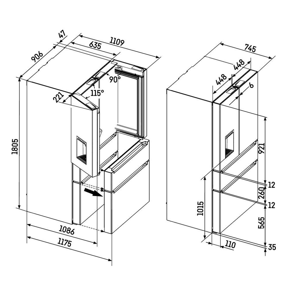 Tủ lạnh Multi Door Liebherr 538 lít MBbsdi 9528 plus BioFresh NoFrost